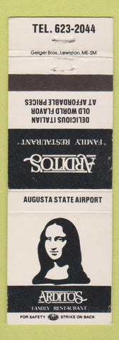 Matchbook Cover - Ardito's Restaurant Mona Lisa Augusta State Airport ME