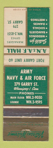 Matchbook Cover - Army Navy Air Force Hall Winnipeg MB Fort Garry