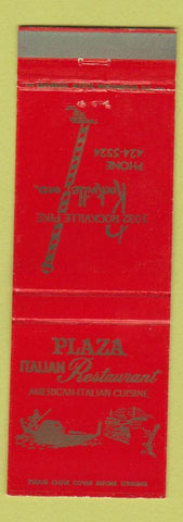 Matchbook Cover - Plaza Italian Restaurant Rockville MD