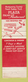 Matchbook Cover - Plaza Italian Restaurant Rockville MD