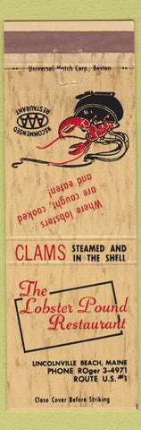 Matchbook Cover - Lobster Pound Restaurant Lincolnville Beach ME lobster