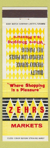 Matchbook Cover - Zehrs Super Markets Grocery Canada