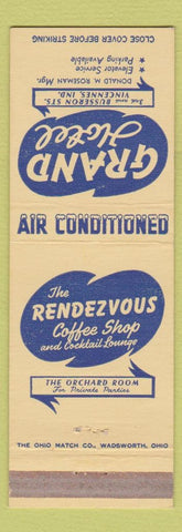 Matchbook Cover - Grand Hotel Vincennes IN
