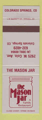 Matchbook Cover - Mason Jar Restaurant Colorado Springs