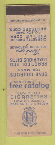 Matchbook Cover - Cigarette Vending Machines Hartford CT WEAR