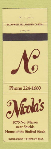 Matchbook Cover - Nicola's Fresno CA