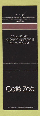 Matchbook Cover - Cafe Zoe ST Louis MO