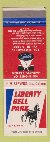 Matchbook Cover - Liberty Bell Park Harness Racing Philadelphia PA horse