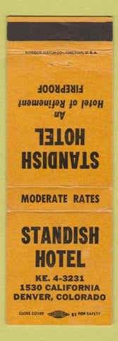 Matchbook Cover - Standish Hotel Denver Colorado