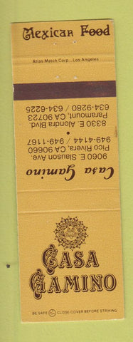 Matchbook Cover - Casa Gamino Mexican Food Paramount Pico Rivera CA