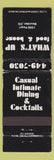 Matchbook Cover - What's Up Restaurant Boulder Colorado WORN
