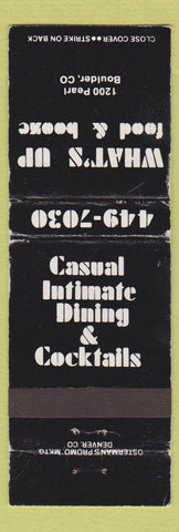 Matchbook Cover - What's Up Restaurant Boulder Colorado WORN