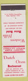Matchbook Cover - Dutch Oven Restaurant Western Hills Motel Colorado Springs