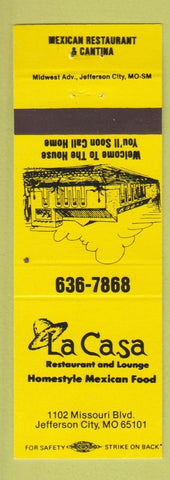 Matchbook Cover - La Casa Restaurant Mexican Food Jefferson City MO