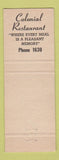 Matchbook Cover - Colonial Restaurant Fort Pierce FL