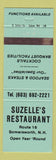 Matchbook Cover - Suzelle's Restaurant Somerset NH green