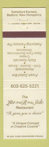 Matchbook Cover - Lite R Side Restaurant Bedford NH