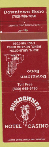 Matchbook Cover - Sundowner Hotel Casino Reno NV