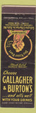 Matchbook Cover - Gallagher Burton's Black Label Blended Whiskey