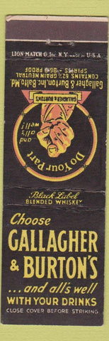 Matchbook Cover - Gallagher Burton's Black Label Blended Whiskey