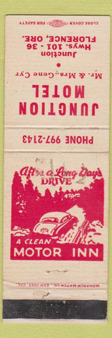Matchbook Cover - Junction Motel Florence OR WORN