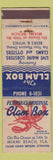 Matchbook Cover - Clam Box Miami Beach FL lobster WORN