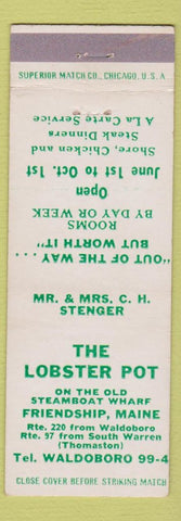 Matchbook Cover - Lobster Pot Friendship ME