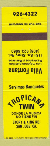Matchbook Cover - Tropicana Twin San Jose CA Mexican Restaurant