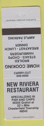 Matchbook Cover - New Riviera Restaurant Chesterfield Township MI