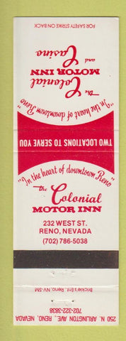 Matchbook Cover - Colonial Motor Inn Casino Reno NV