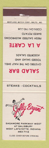 Matchbook Cover - Jolly Bryant West Lafayette IN