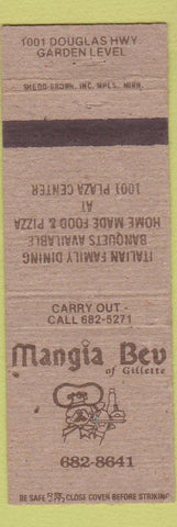 Matchbook Cover - Mangia Bev Gillette WY