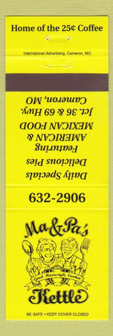 Matchbook Cover - Ma and PA's Kettle Cameron MO yellow
