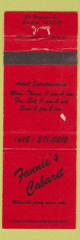 Matchbook Cover - Fannie's Cabaret Brooklyn IL strip club