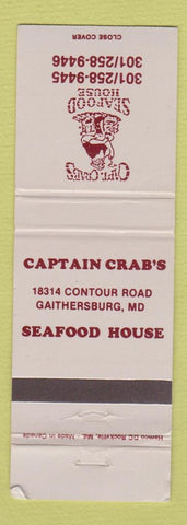 Matchbook Cover - Captain Crab's Seafood Restaurant Gaithersburg MD