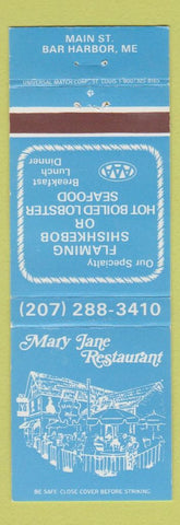 Matchbook Cover - Mary Jane Restaurant Bar Harbor ME