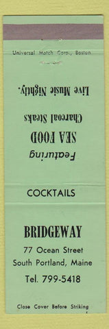 Matchbook Cover - Bridgeway South Portland ME restaurant