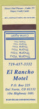 Matchbook Cover - El Rancho Motel Del Norte Colorado