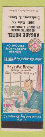 Matchbook Cover - Arcade Hotel Bridgeport CT