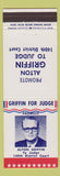 Matchbook Cover - Alton Griffin 140th District Judge Election