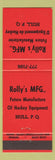 Matchbook Cover - Rolly's Manufacturing Hockey Equipment Hull QC