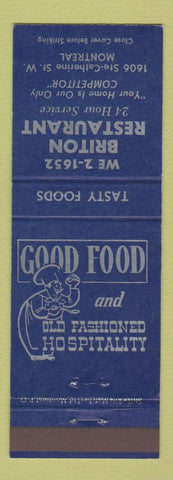 Matchbook Cover - Briton Restaurant Montreal QC