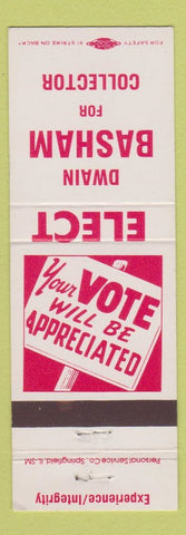 Matchbook Cover - Dwain Basham for Collector Election
