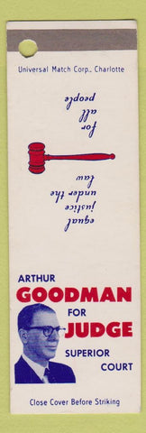 Matchbook Cover - Arthur Goodman Judge Superior Court Election SAMPLE NC?