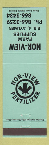 Matchbook Cover - Nor View Farm Supply Fertilizer Aylmer ON