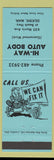 Matchbook Cover - Hi Way Auto Body Selkirk MB