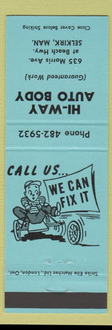 Matchbook Cover - Hi Way Auto Body Selkirk MB
