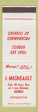 Matchbook Cover - J Migneault Quebec QC