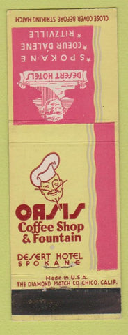 Matchbook Cover - Oasis Coffee Shop Spokane WA Cour D'Alene Ritzville