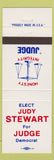 Matchbook Cover - Judy Stewart Judge Democrat  election